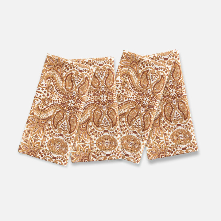 Mathilde Golden Brown Paisley Napkin 20"X20" Cotton Duck Canvas Pack/4