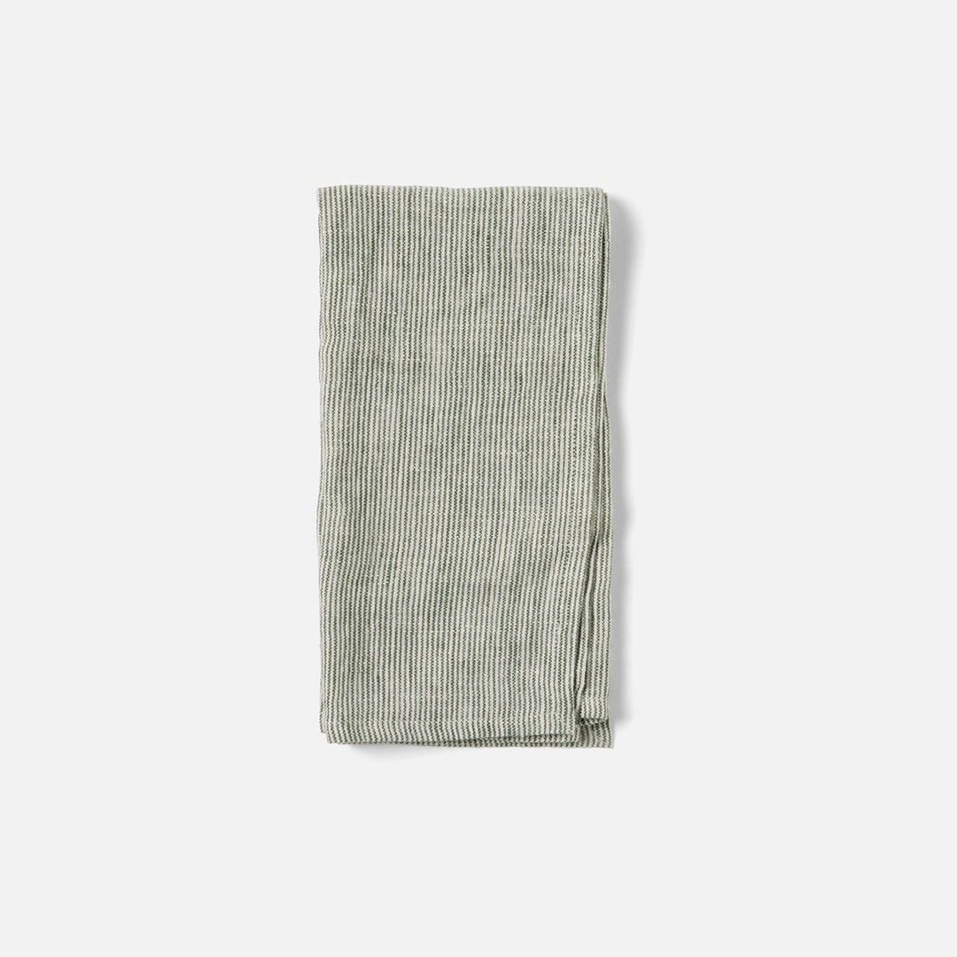 Saunton Green/White Pinstripe Napkin Linen 20"X20" Pack/4
