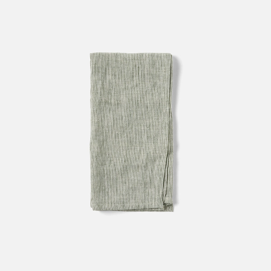 Saunton Green/White Pinstripe Napkin Linen 20"X20" Pack/4