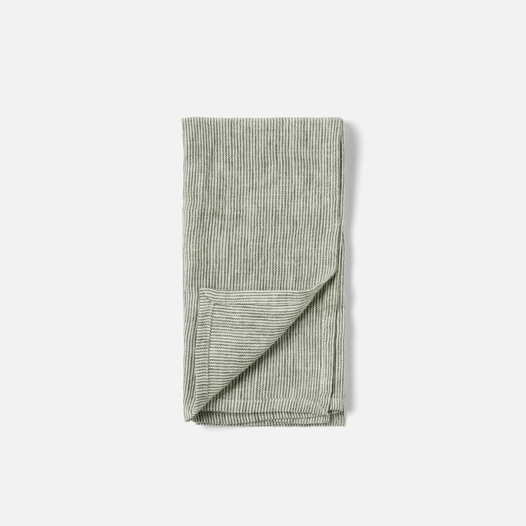 Saunton Green/White Pinstripe Napkin Linen 20"X20" Pack/4