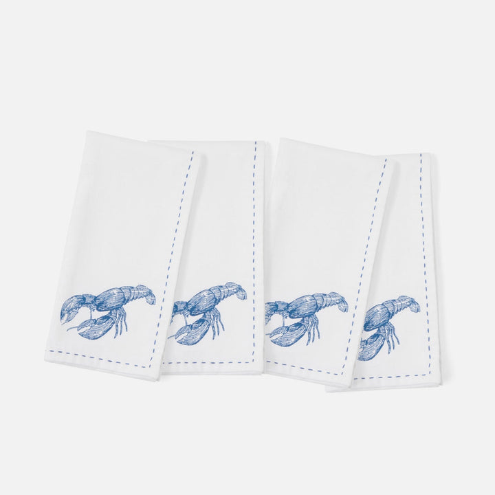 Ariel Lobster White Cotton Napkin 20X20 Pack/4