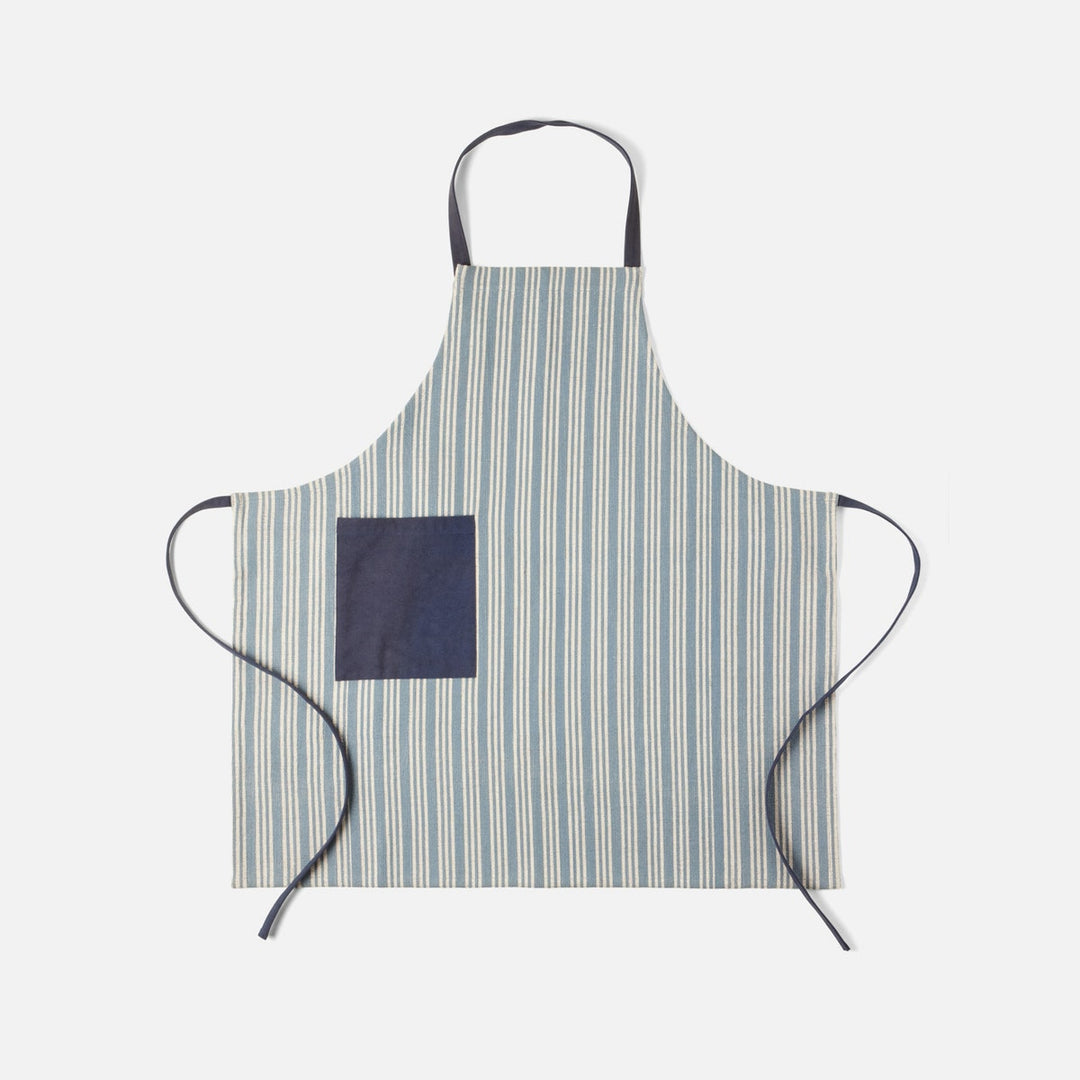 Bennett Light Blue Striped Cotton Jute Apron Adult Size