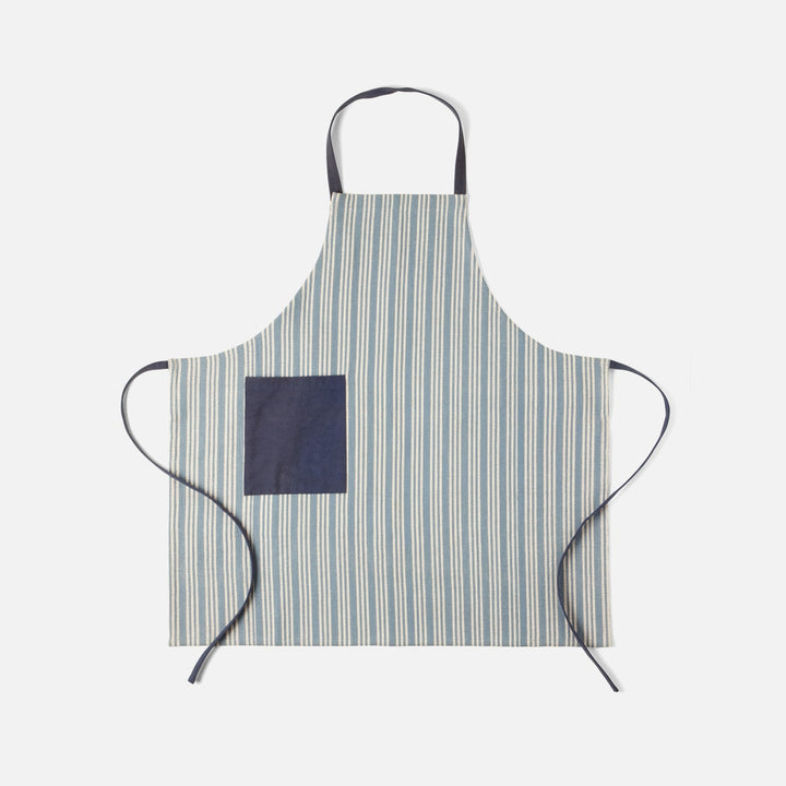 Bennett Light Blue Striped Cotton Jute Apron Adult Size