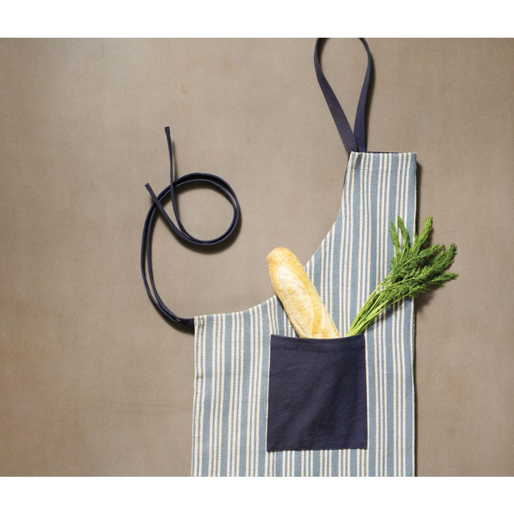 Bennett Light Blue Striped Cotton Jute Apron Adult Size