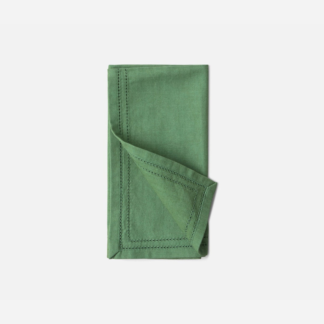 Betty Ivy Green Double Eyelet Napkin Cotton Canvas 20X20 Pack/4
