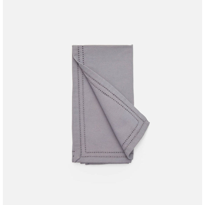 Betty Steel Gray Double Eyelet Napkin Cotton Canvas 20X20 Pack/4