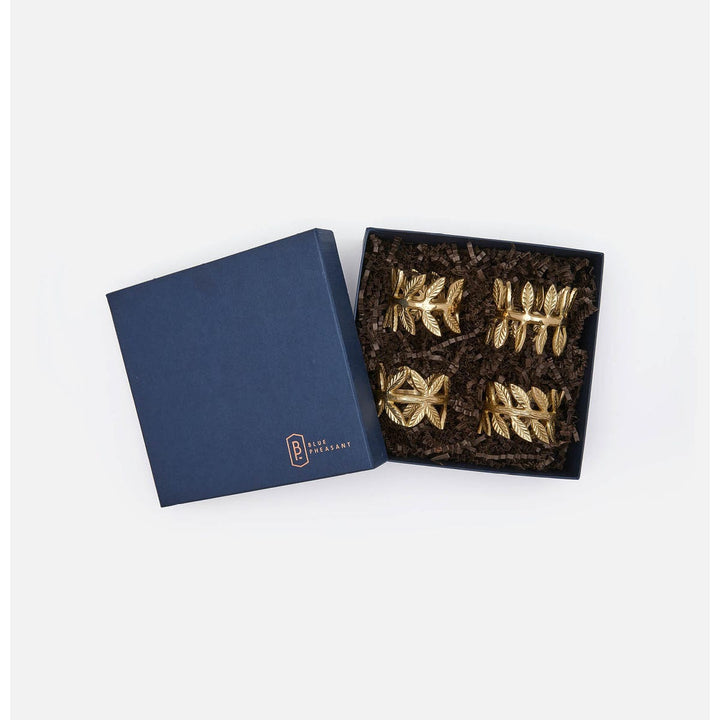 Emma Gold Napkin Ring Brass Boxed Set Of 4