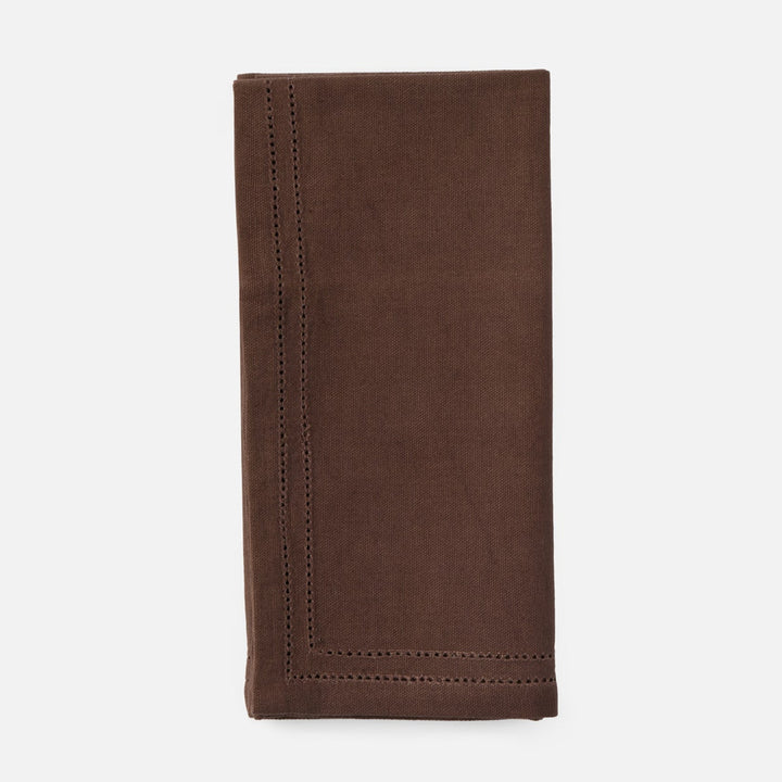 Betty Espresso Double Eyelet Cocktail Napkin Cotton Canvas 10X10 Pack/4