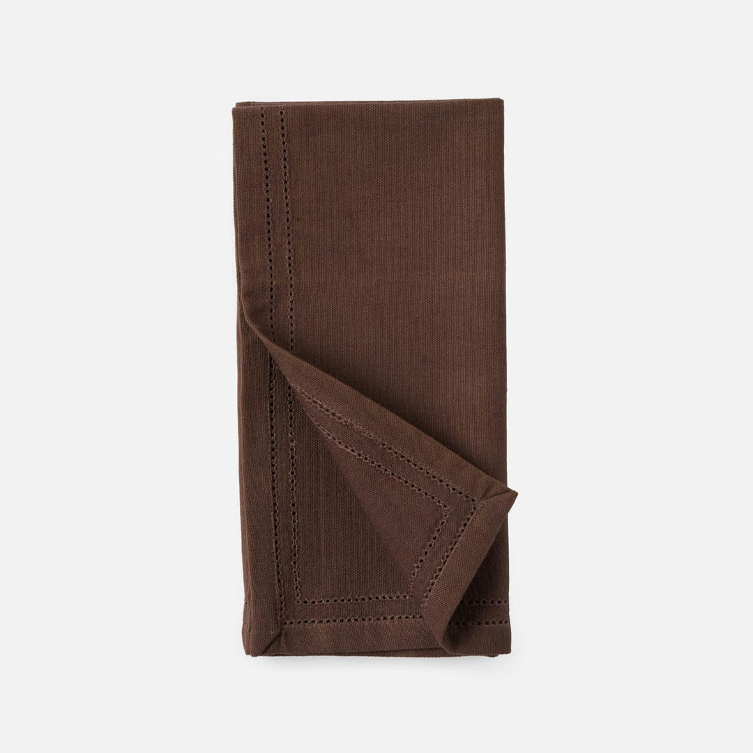 Betty Espresso Double Eyelet Napkin Cotton Canvas 20X20 Pack/4