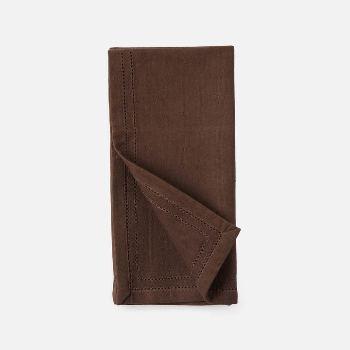 Betty Espresso Double Eyelet Napkin Cotton Canvas 20X20 Pack/4