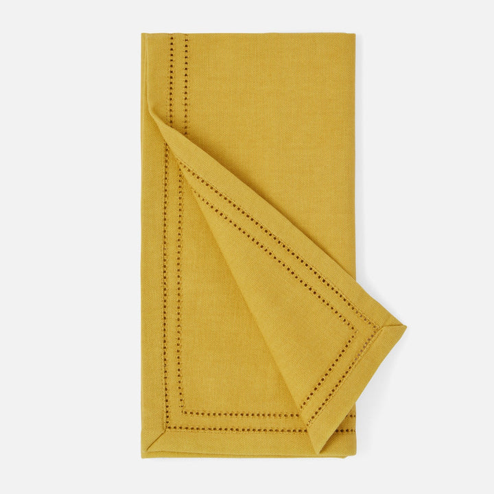 Betty Mustard Double Eyelet Cocktail Napkin Cotton Canvas 10X10 Pack/4