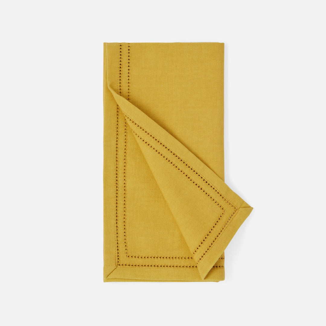 Betty Mustard Double Eyelet Napkin Cotton Canvas 20X20 Pack/4
