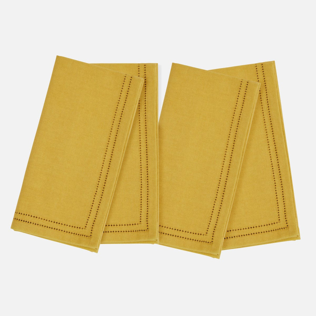 Betty Mustard Double Eyelet Napkin Cotton Canvas 20X20 Pack/4