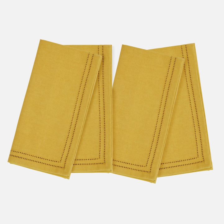 Betty Mustard Double Eyelet Napkin Cotton Canvas 20X20 Pack/4