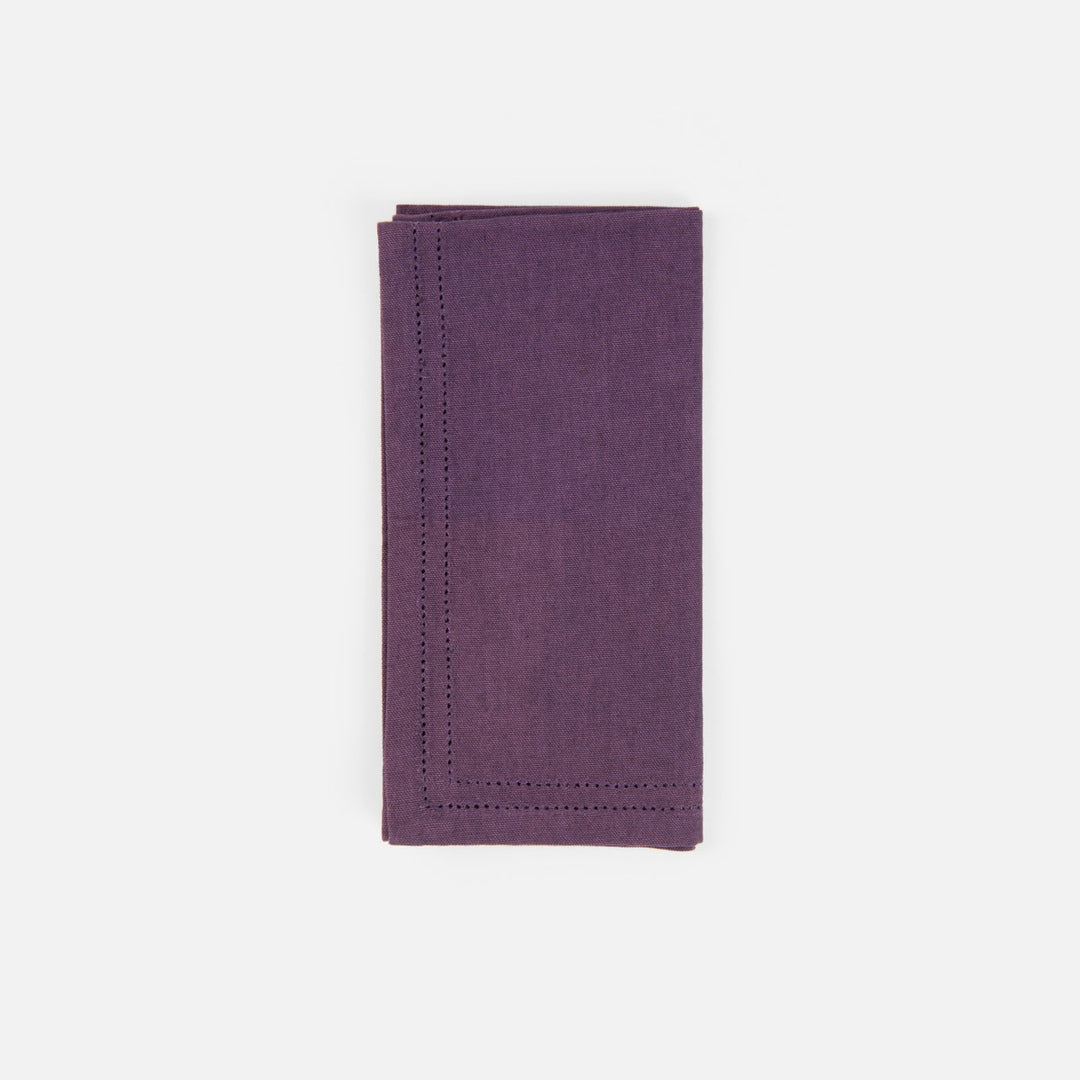 Betty Plum Double Eyelet Cocktail Napkin Cotton Canvas 10X10 Pack/4