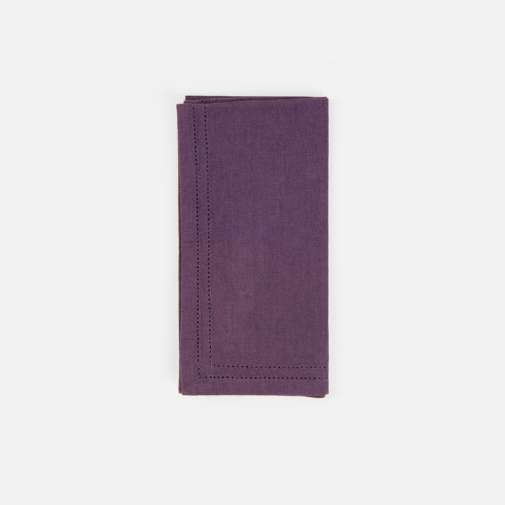 Betty Plum Double Eyelet Cocktail Napkin Cotton Canvas 10X10 Pack/4