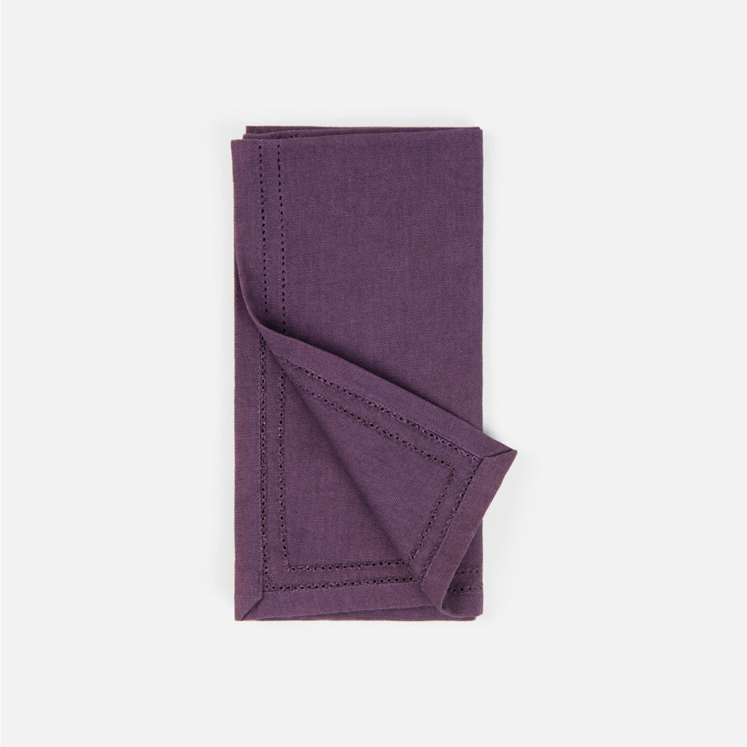 Betty Plum Double Eyelet Cocktail Napkin Cotton Canvas 10X10 Pack/4