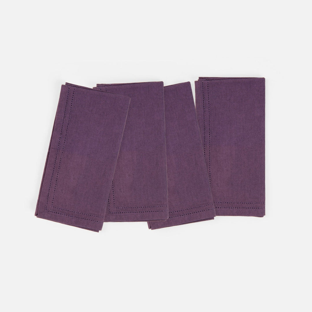 Betty Plum Double Eyelet Napkin Cotton Canvas 20X20 Pack/4