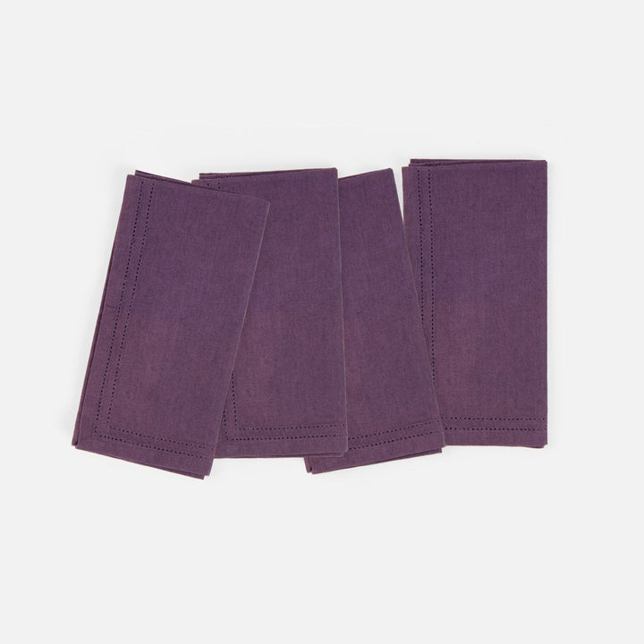 Betty Plum Double Eyelet Napkin Cotton Canvas 20X20 Pack/4