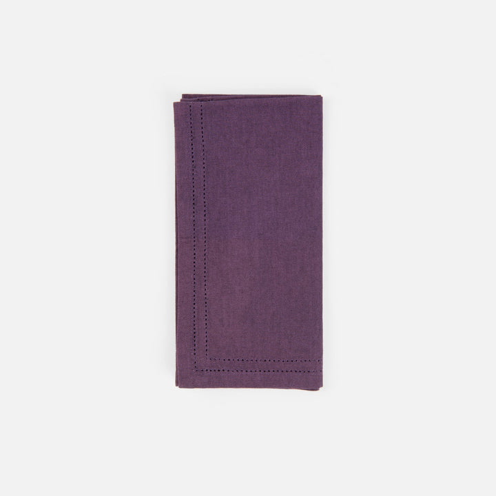Betty Plum Double Eyelet Napkin Cotton Canvas 20X20 Pack/4