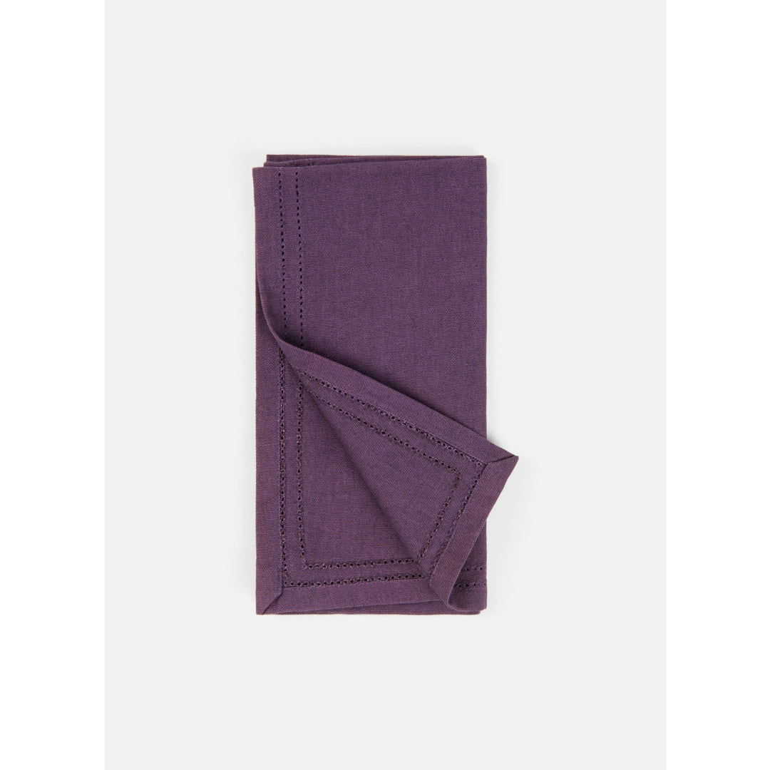 Betty Plum Double Eyelet Napkin Cotton Canvas 20X20 Pack/4