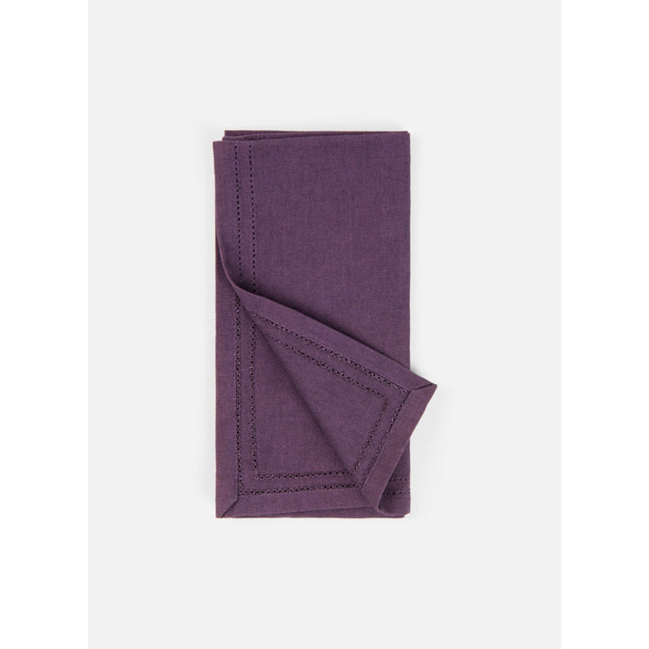Betty Plum Double Eyelet Napkin Cotton Canvas 20X20 Pack/4