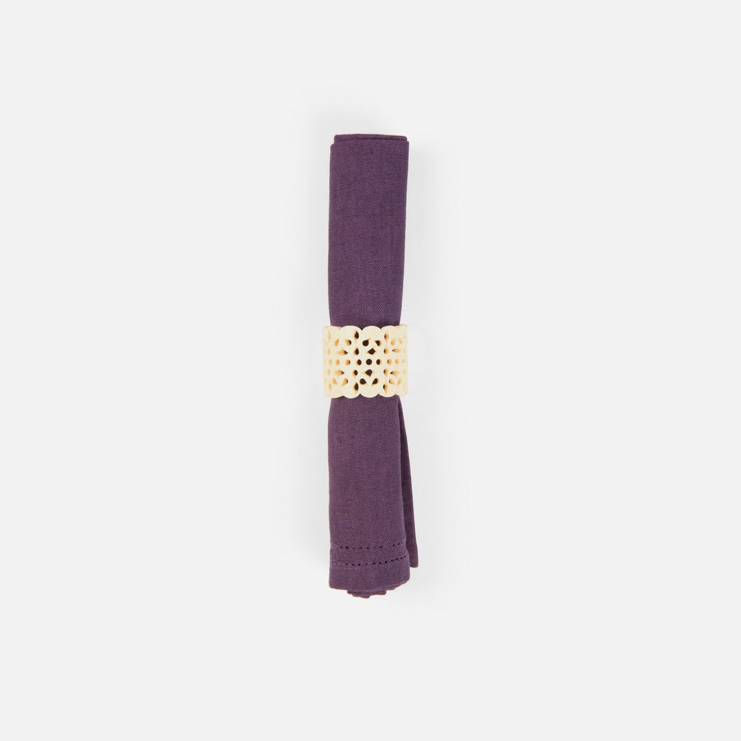 Betty Plum Double Eyelet Napkin Cotton Canvas 20X20 Pack/4
