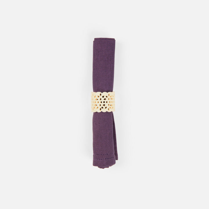 Betty Plum Double Eyelet Napkin Cotton Canvas 20X20 Pack/4