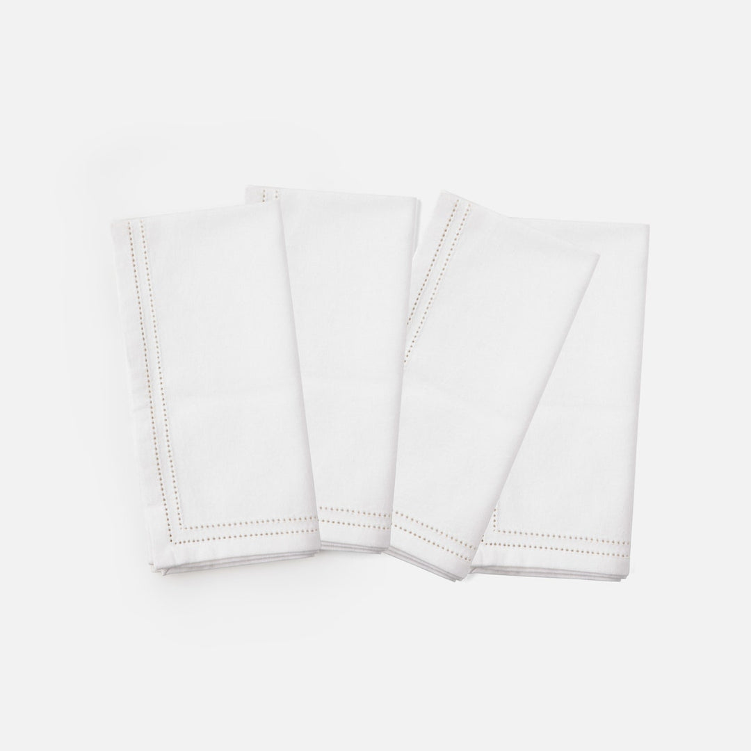 Betty White Double Eyelet Napkin Cotton Canvas 20X20 Pack/4