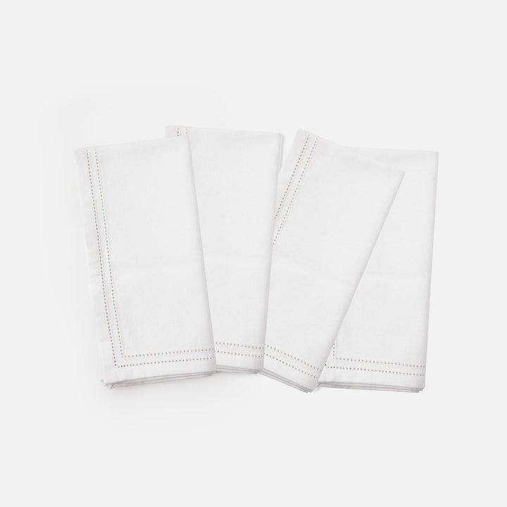Betty White Double Eyelet Napkin Cotton Canvas 20X20 Pack/4