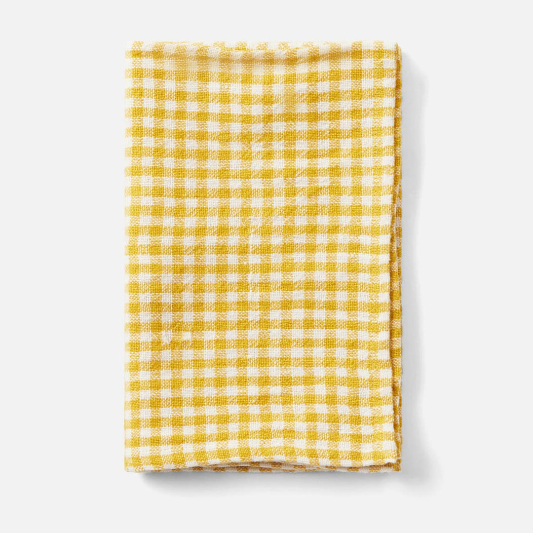 Blake Yellow/White Gingham Kitchen Towel Linen 20X28 Pack/2