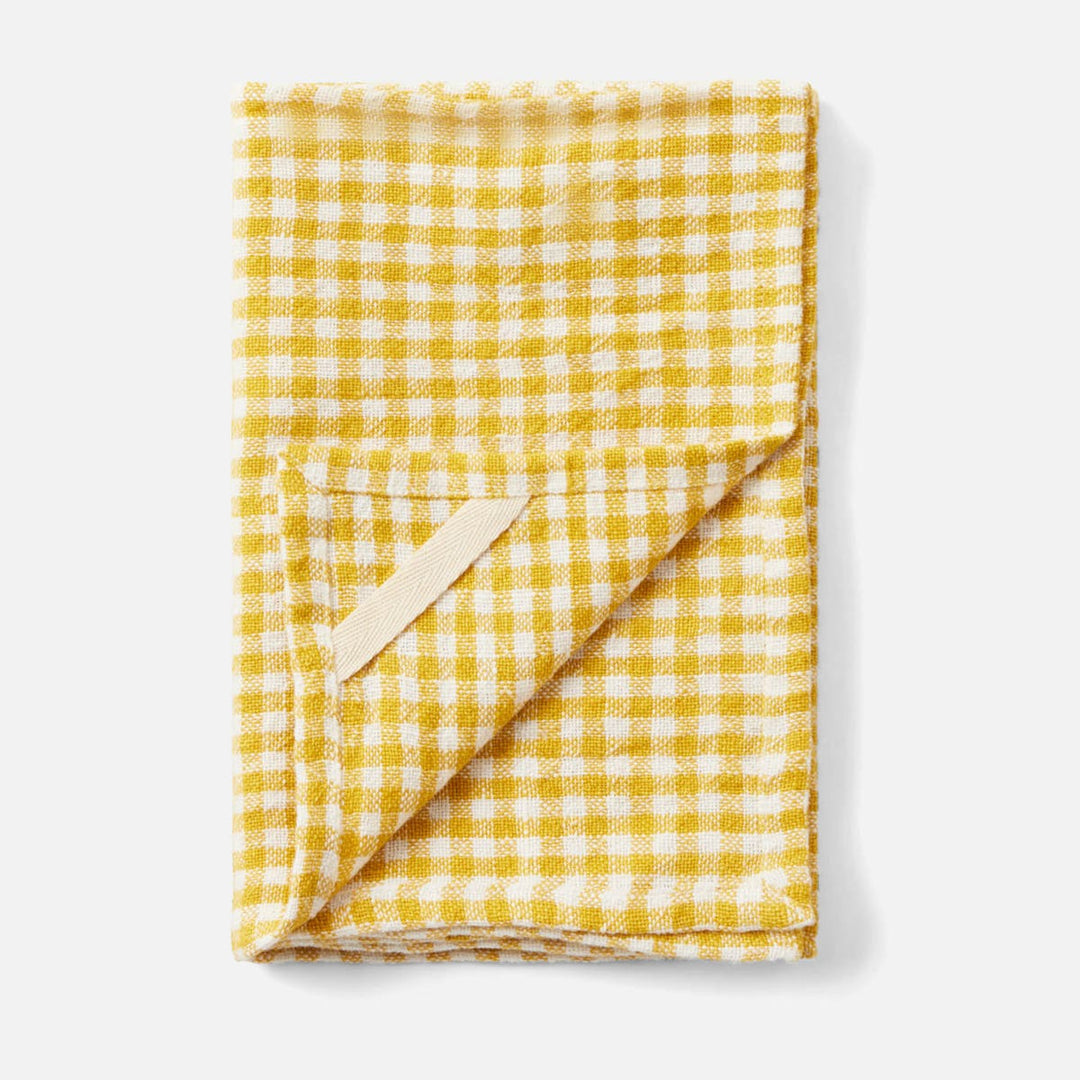 Blake Yellow/White Gingham Kitchen Towel Linen 20X28 Pack/2