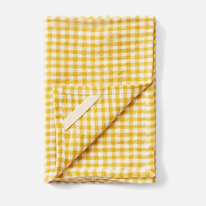 Blake Yellow/White Gingham Kitchen Towel Linen 20X28 Pack/2