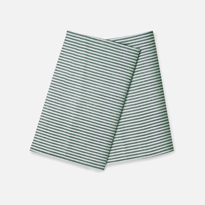 Brooks Dark Green Stripe Kitchen Towel Cotton Canvas 20X28 Pack/2