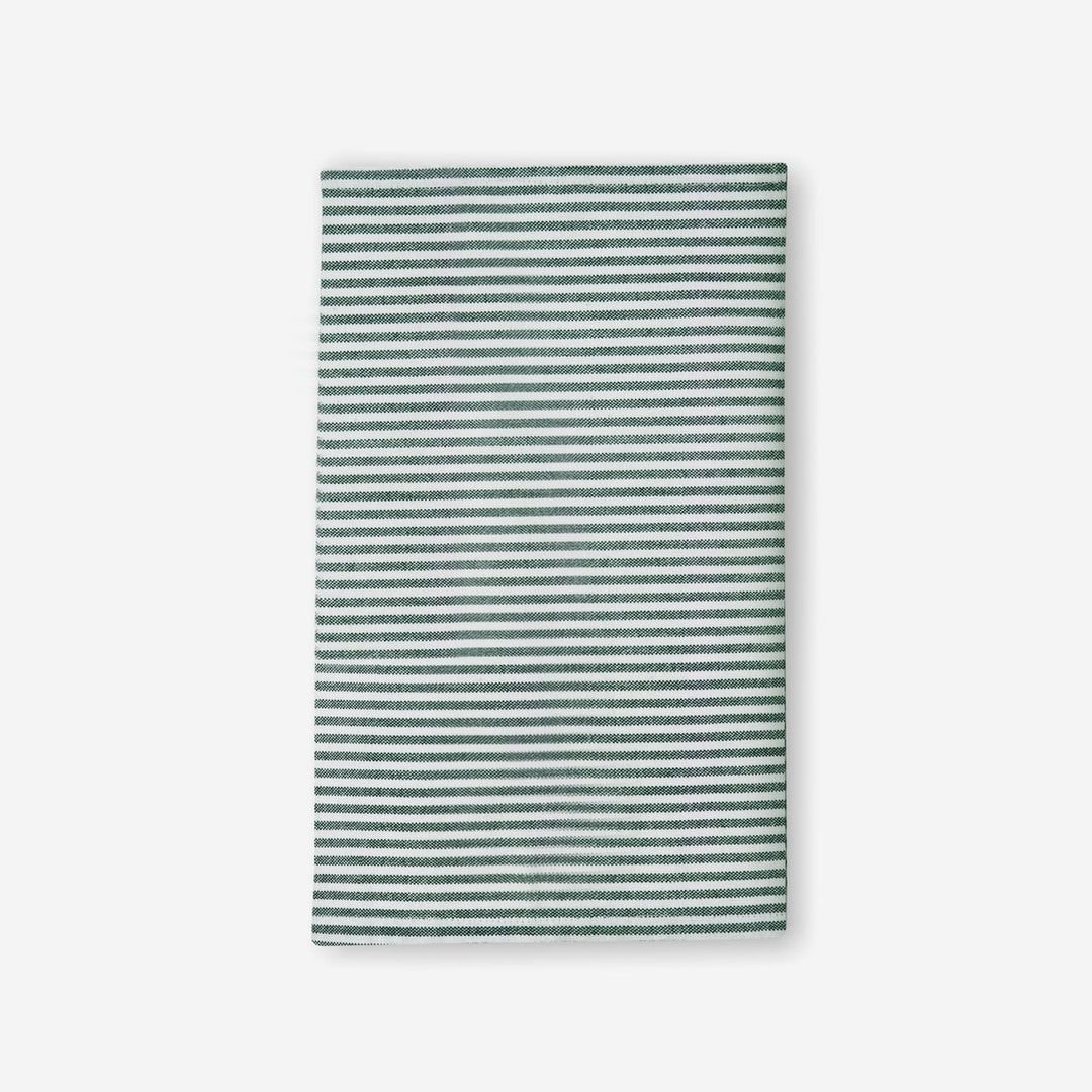Brooks Dark Green Stripe Kitchen Towel Cotton Canvas 20X28 Pack/2