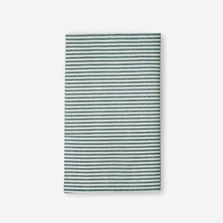 Brooks Dark Green Stripe Kitchen Towel Cotton Canvas 20X28 Pack/2