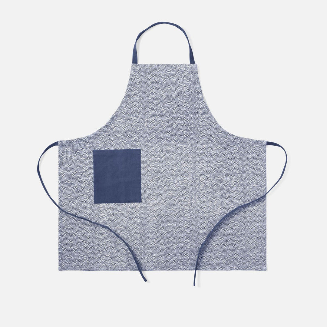 Dallas Dark Navy Chevron Cotton Jute Apron Adult Size