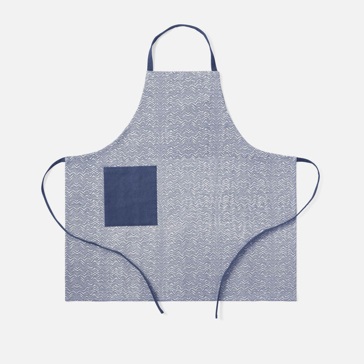 Dallas Dark Navy Chevron Cotton Jute Apron Adult Size