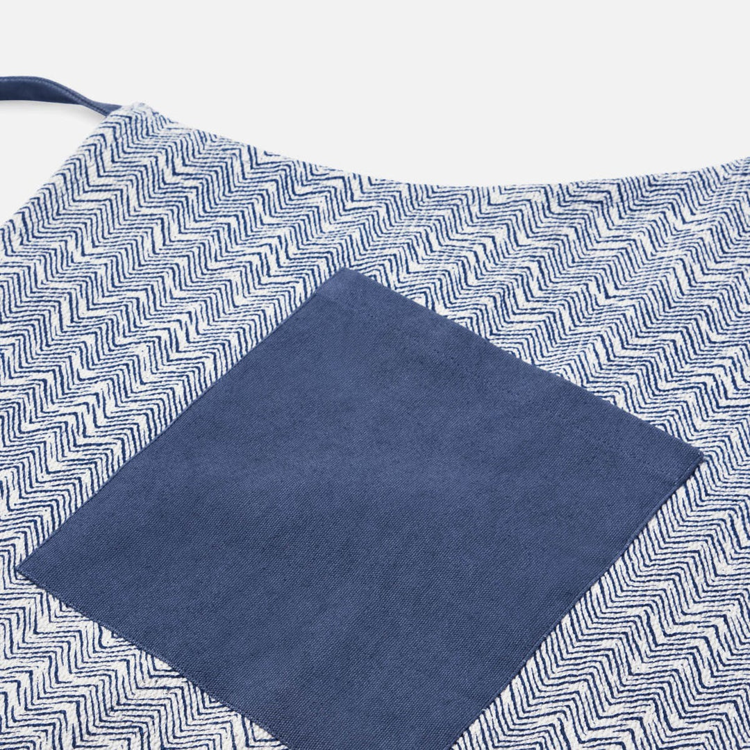 Dallas Dark Navy Chevron Cotton Jute Apron Adult Size