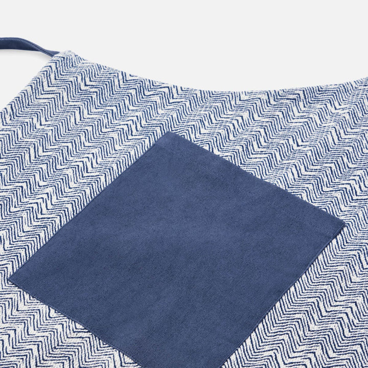 Dallas Dark Navy Chevron Cotton Jute Apron Adult Size