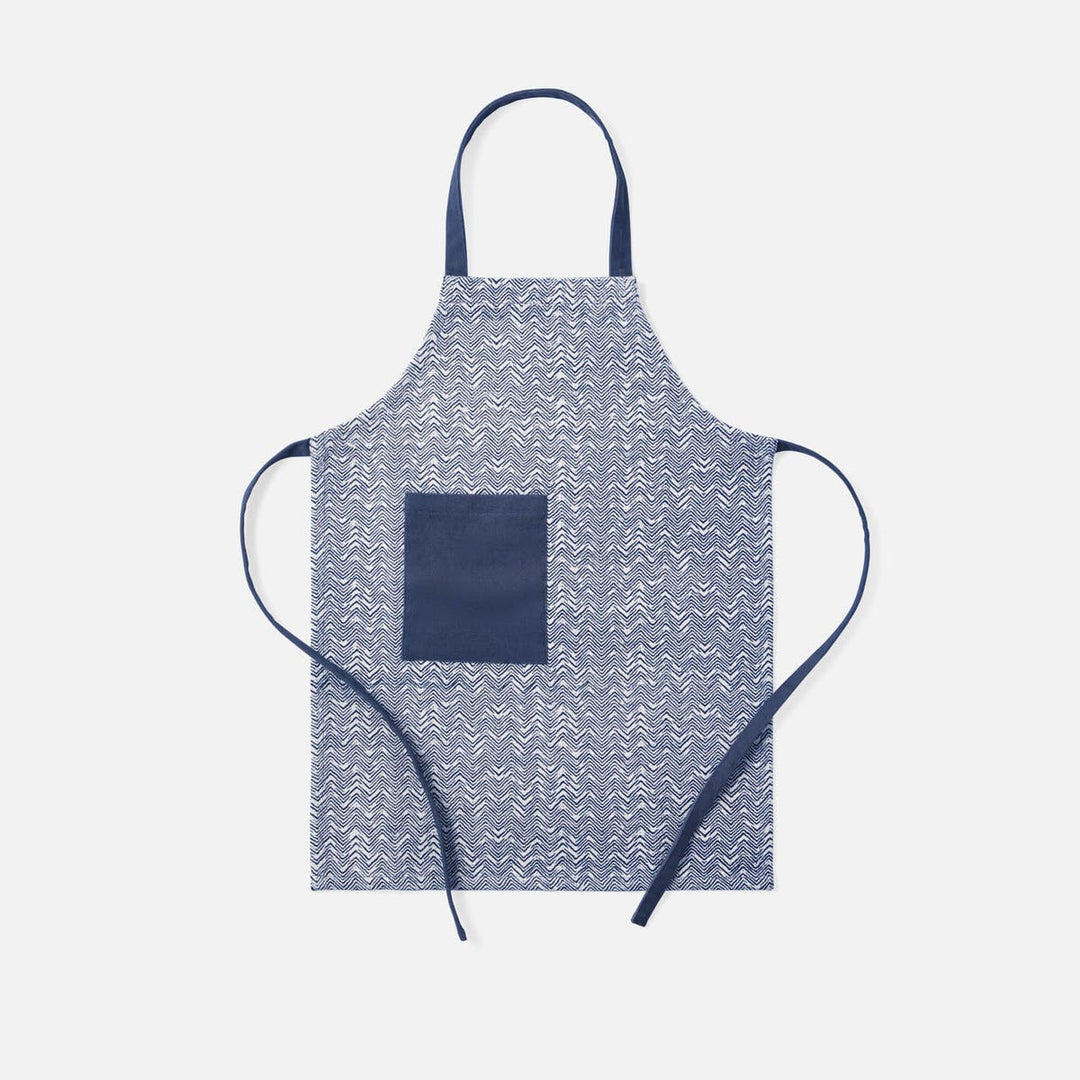 Dallas Dark Navy Chevron Cotton Jute Apron Child Size