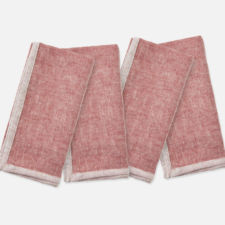 Gianna Maroon/White Napkin Linen 20"X20" Pack/4
