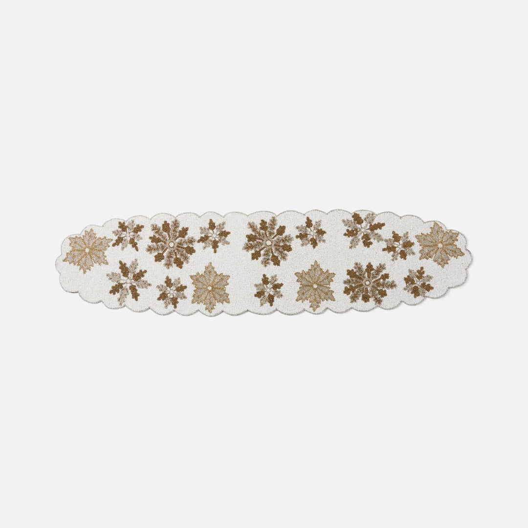 Elsa White Snowflake Table Runner Glass Beads 48X12