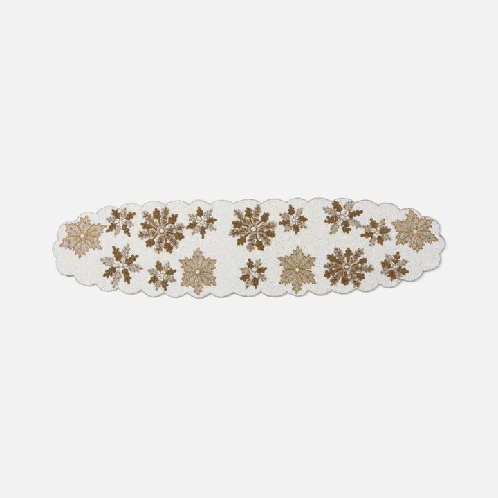 Elsa White Snowflake Table Runner Glass Beads 48X12