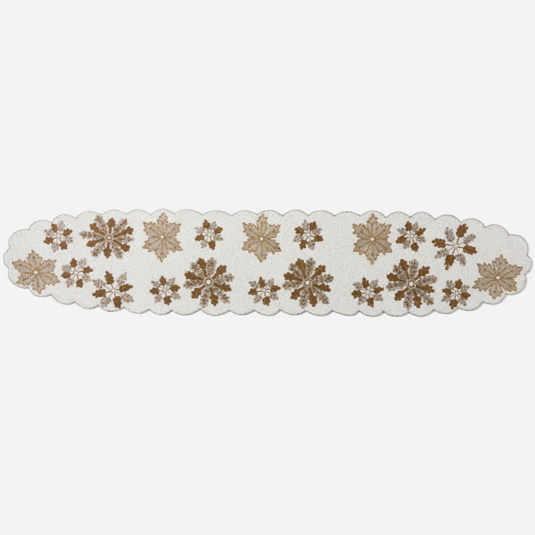 Elsa White Snowflake Table Runner Glass Beads 60X12