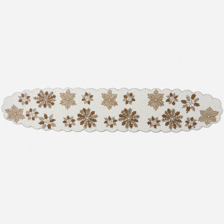 Elsa White Snowflake Table Runner Glass Beads 60X12