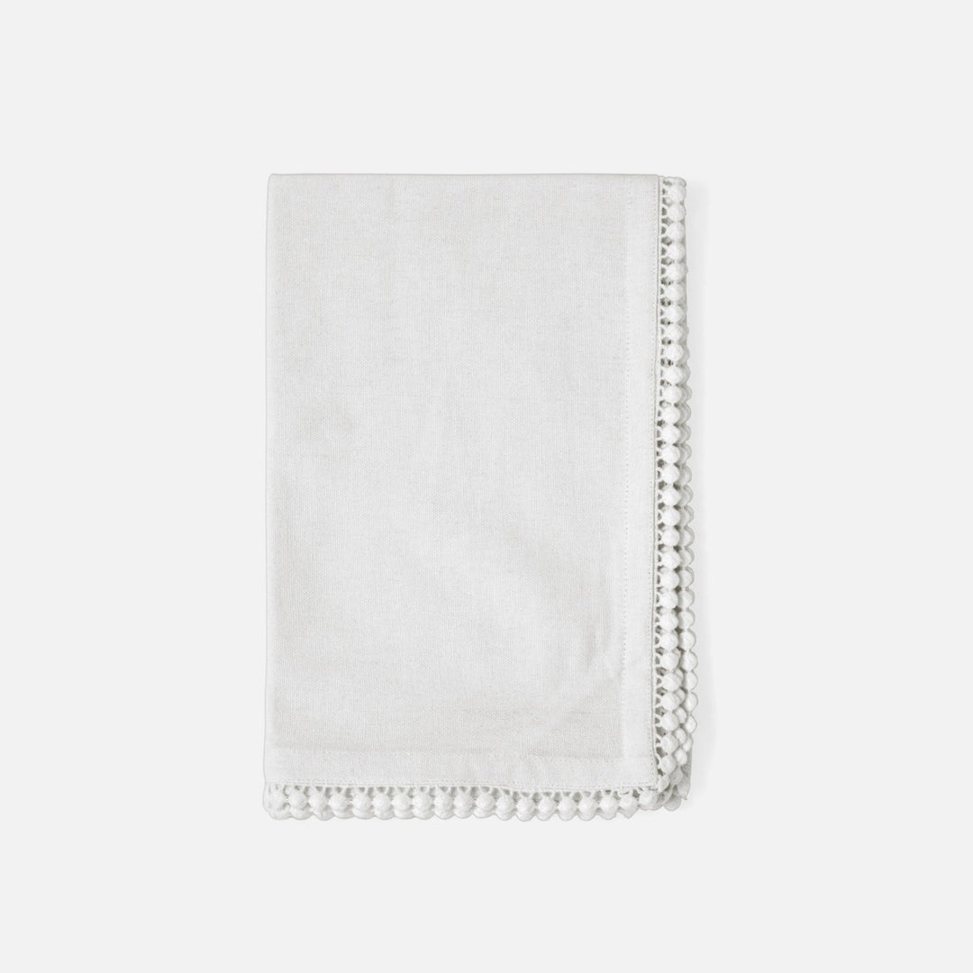Margot White Pom Pom Border Kitchen Towel Cotton Canvas 20X28 Pack/2