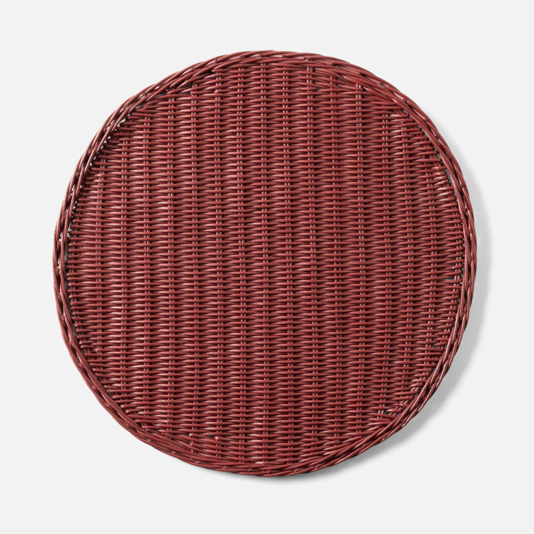 Annmarie Bordeaux Red Round Placemat Rattan Pack/4
