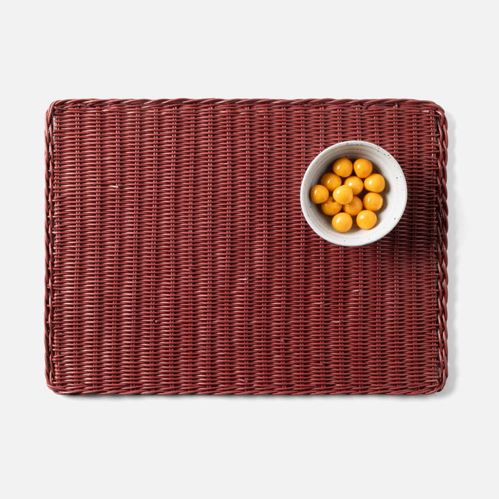 Annmarie Bordeaux Red Rectangular Placemat Rattan Pack/4