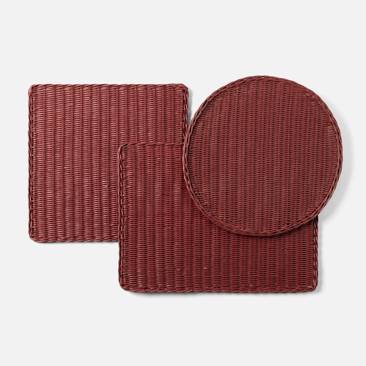 Annmarie Bordeaux Red Rectangular Placemat Rattan Pack/4